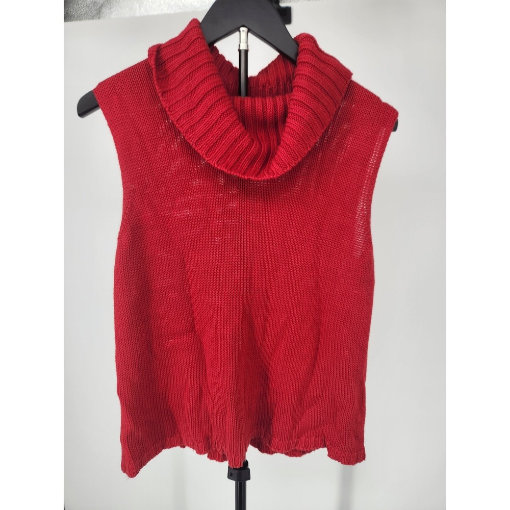 Josephine Chaus Red 100% Silk Cowl Neck Sleeveless Sweater Vest Medium
